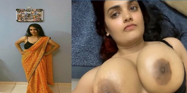 Horny Bhabhi In Saree Exposing Big Boobs Selfie