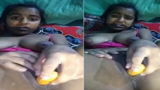 Indian village girl sex masturbating with carrot