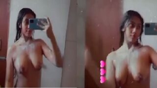 Naked soap bathing of college sex girlfriend