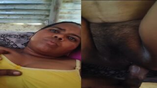 Bushy village pussy fucking with creampie sex