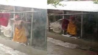 Bhabhi outdoor nude bath in hidden cam capture